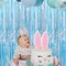 2 Pack 3.2x6.5 Feet Iridescent Foil Fringe Backdrop Curtains, Clear Blue Tinsel Photo Booth Props Streamers Party Decorations for Birthdays Mermaid Sea Frozen